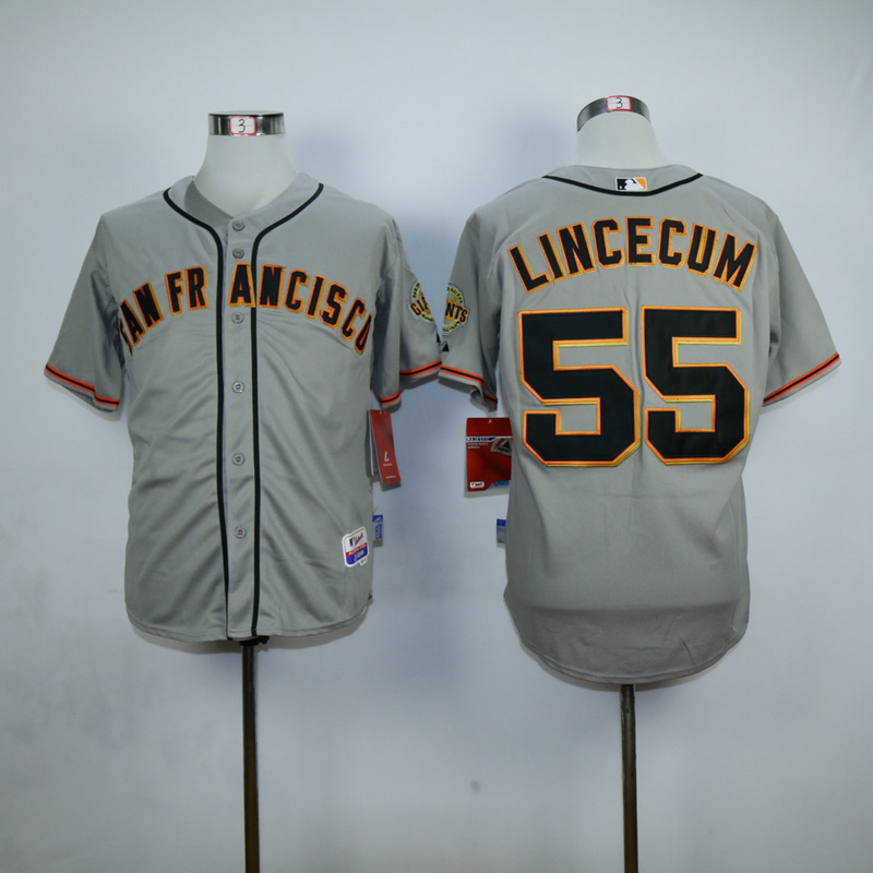 Men San Francisco Giants #55 Lincecum Grey MLB Jerseys->san francisco giants->MLB Jersey